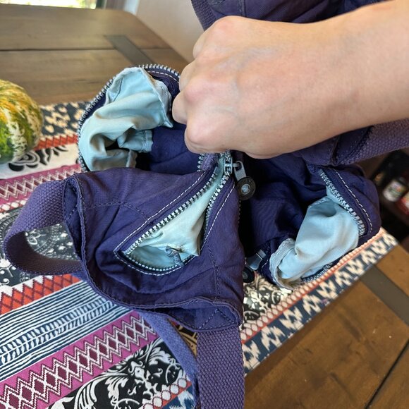 Kipling Purple Nylon Felix Zip Top Shoulder Bag, Preowned - Picture 10 of 12